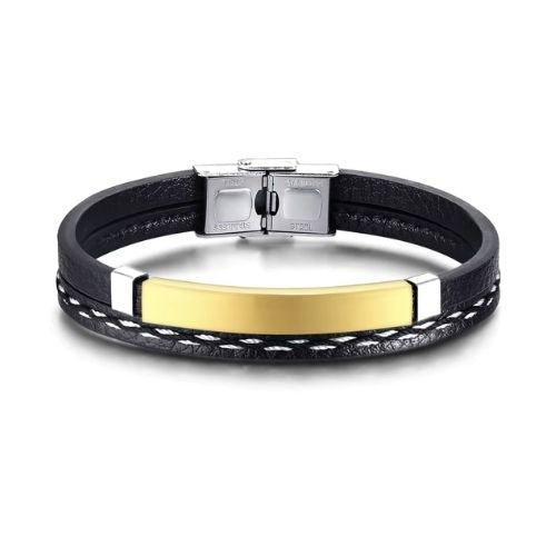 Armband mit Gravur für Männer Leder Ringsilber