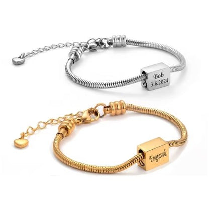 Armband mit Schlangenkette und Gravur Ringsilber