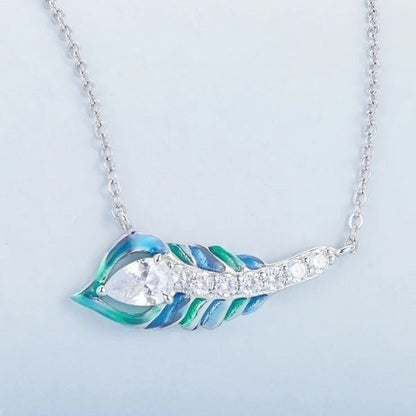 Blaue-Pfauenfeder-Halskette