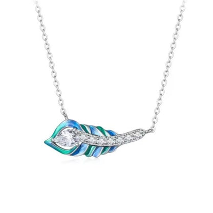 Blaue-Pfauenfeder-Halskette