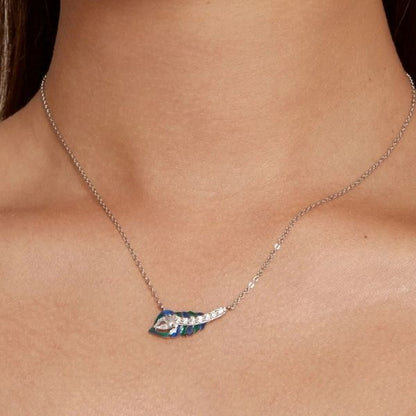 Blaue-Pfauenfeder-Halskette