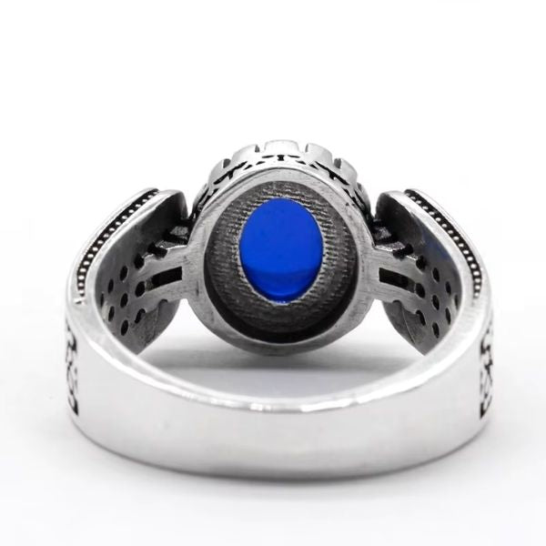 Blauer Stein Ring mit besonderem Design Ringsilber