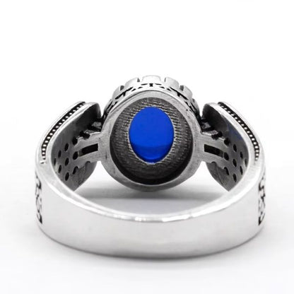 Blauer Stein Ring mit besonderem Design Ringsilber