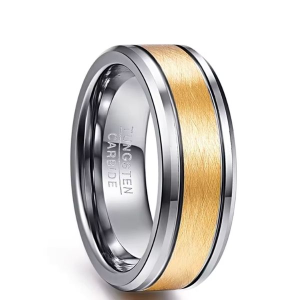 Breiter Ehering in Gelb und Grau Ringsilber
