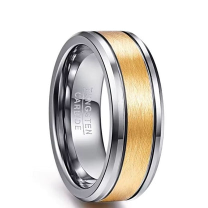 Breiter Ehering in Gelb und Grau Ringsilber