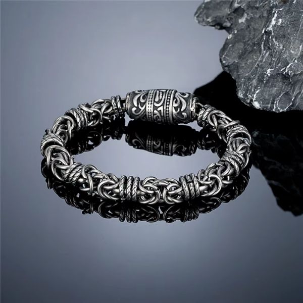 Byzantinisches Kettenarmband für Herren Ringsilber