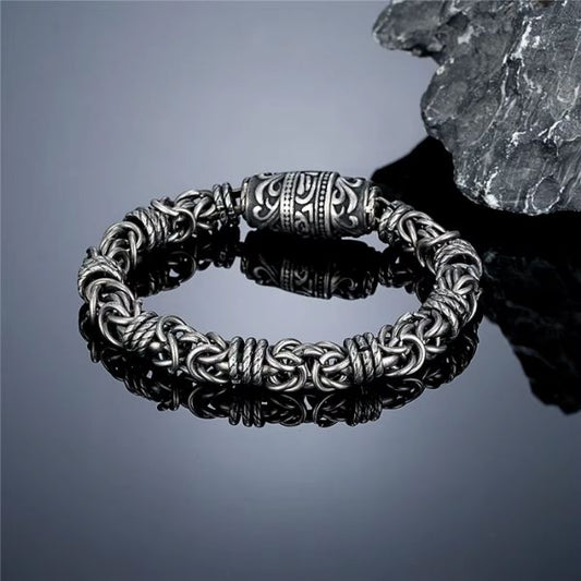 Byzantinisches Kettenarmband für Herren Ringsilber