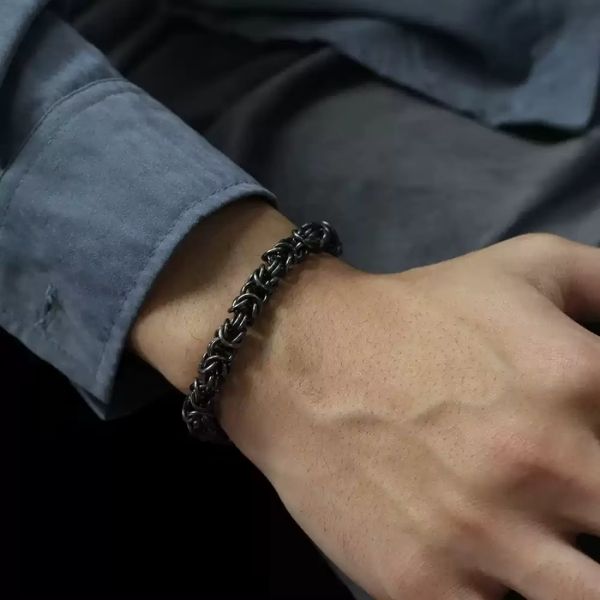 Byzantinisches Kettenarmband für Herren Ringsilber