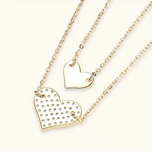 Doppelherz-Damen Halskette Ringsilber