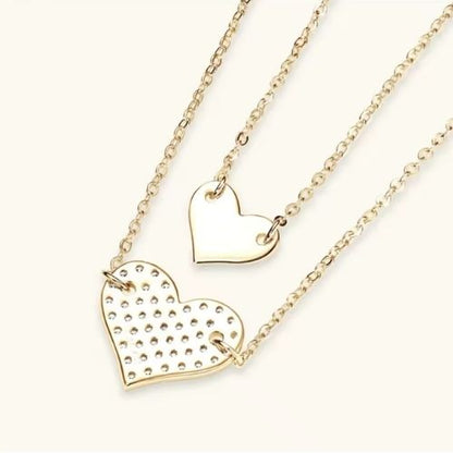 Doppelherz-Damen Halskette Ringsilber