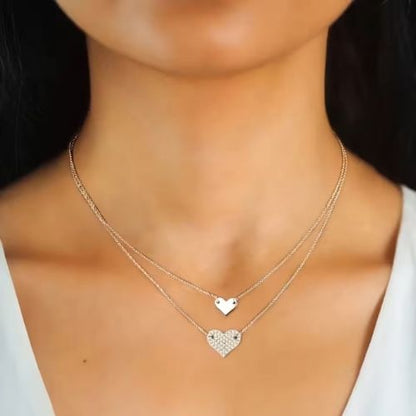 Doppelherz-Damen Halskette Ringsilber