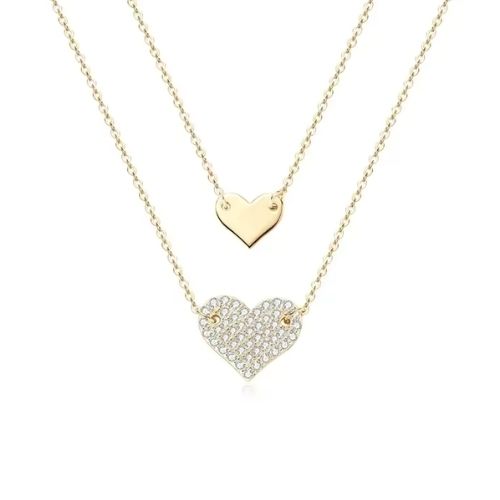 Doppelherz-Damen Halskette Ringsilber