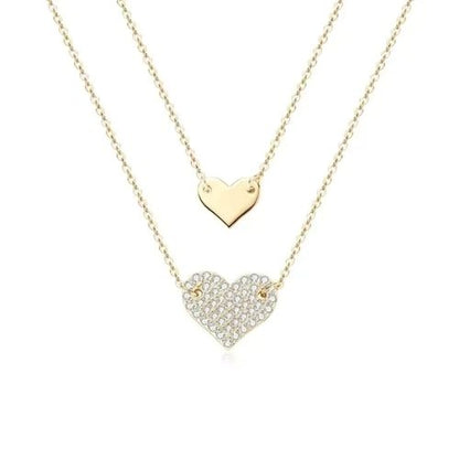 Doppelherz-Damen Halskette Ringsilber