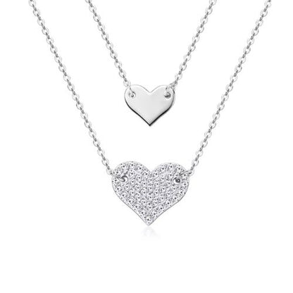 Doppelherz-Damen Halskette Ringsilber