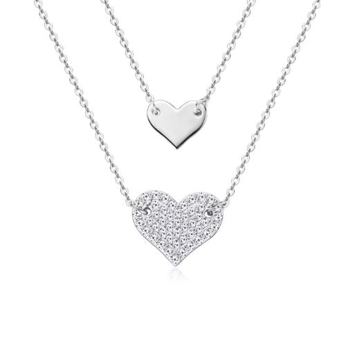 Doppelherz-Damen Halskette Ringsilber