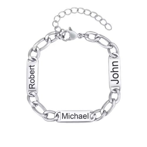 Drei Namen Armband Ringsilber