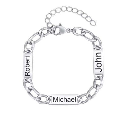 Drei Namen Armband Ringsilber