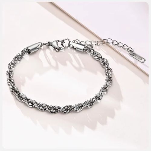 Edelstahl Armband für Herren Ringsilber