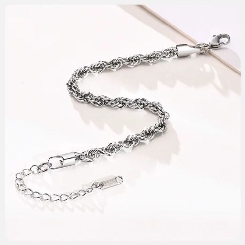 Edelstahl Armband für Herren Ringsilber