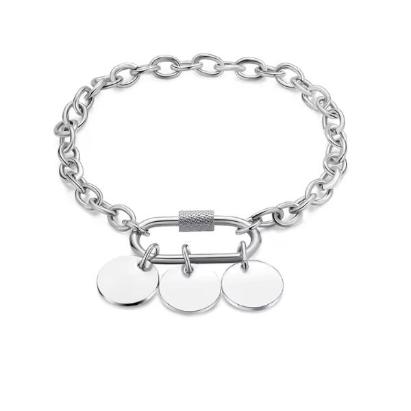 Edelstahl Armband mit Gravur - Ringsilber