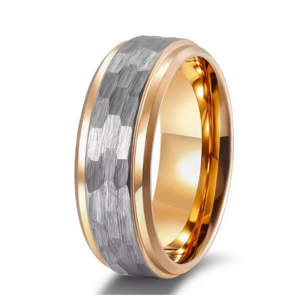Eheringe aus gehämmertem Wolframkarbid Ringsilber