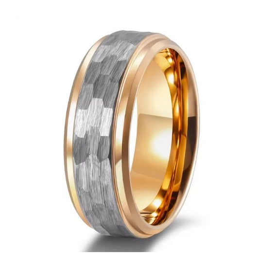 Eheringe aus gehämmertem Wolframkarbid Ringsilber