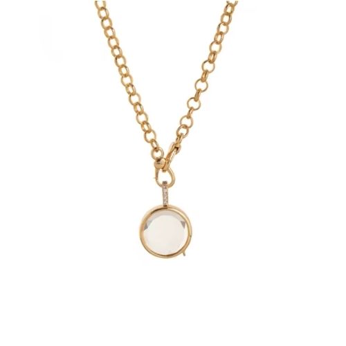 Erinnerungs Medaillon Kette – Transparenter Anhänger Ringsilber