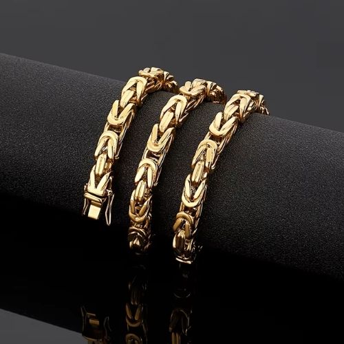 Gelbe Königskette für Männer Ringsilber