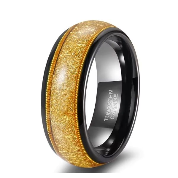 Gelber und schwarzer auffälliger Ehering Ringsilber