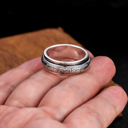 Gestickter-drehbarer-Anti-Stress-Silber-Ring