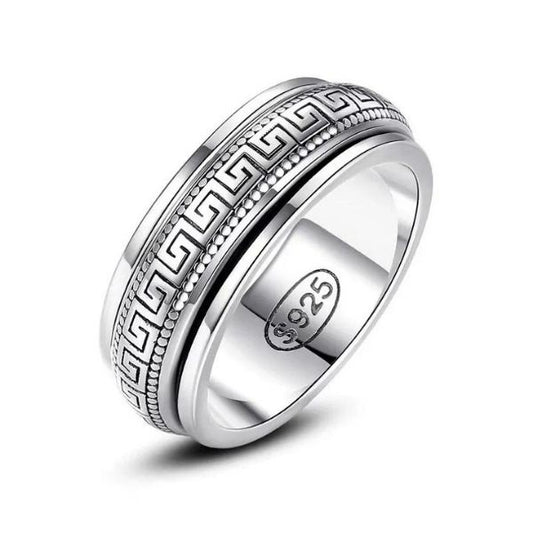 Gestickter-drehbarer-Anti-Stress-Silber-Ring