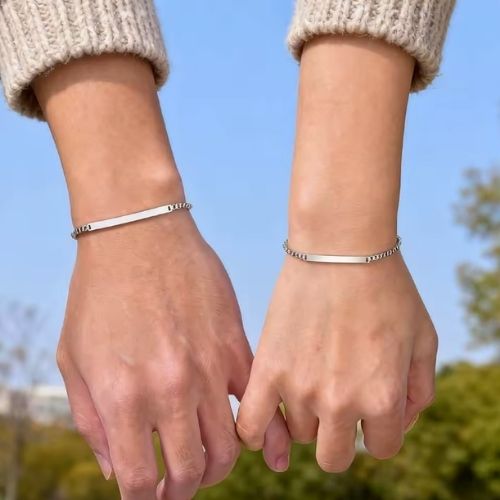 Gravierte Armbänder für Paare Ringsilber