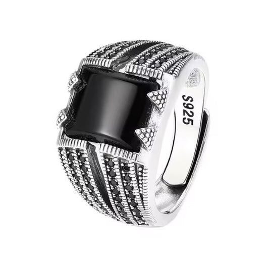 Größenverstellbarer Ring mit Retro-Muster Ringsilber