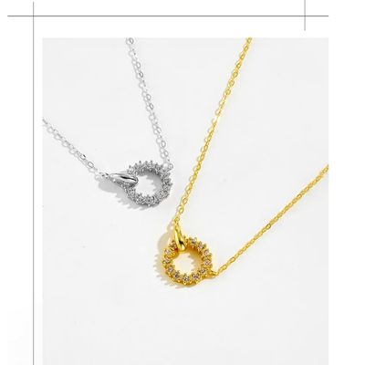 Halskette aus 925er Sterlingsilber mit rundem Zirkonia