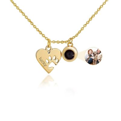 Halskette mit Hunde- und Katzenpfotenabdruck, Namen und Foto