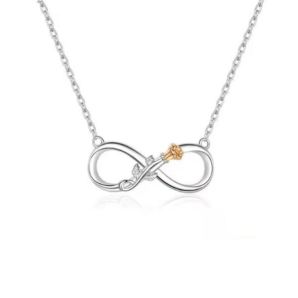 Halskette-mit-Unendlichkeitssymbol-und-Rose