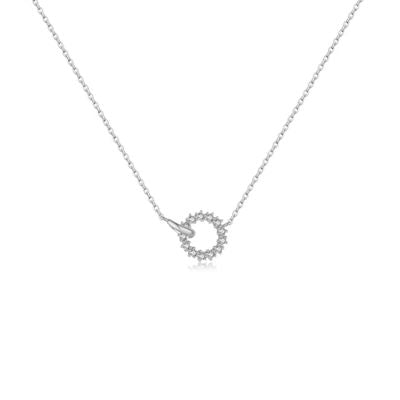 Halskette aus 925er Sterlingsilber mit rundem Zirkonia