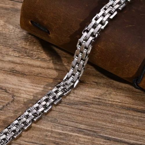 Handgefertigtes Stahl Armband Ringsilber