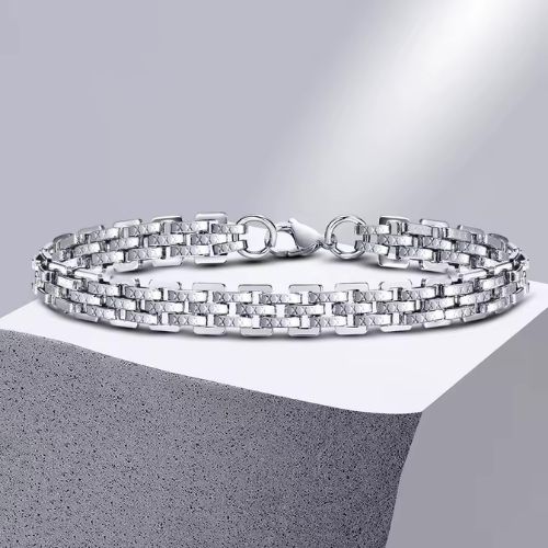 Handgefertigtes Stahl Armband Ringsilber