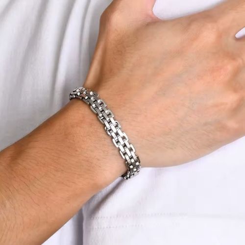 Handgefertigtes Stahl Armband Ringsilber