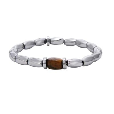 Herren Armband aus Tigerauge Ringsilber
