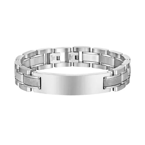 Herren Armband mit Gravur Edelstahl Ringsilber