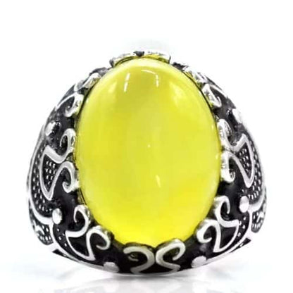 Herrenring aus gelbem Achat Ringsilber