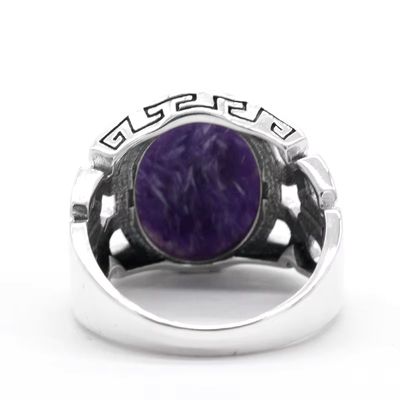 Herrenring aus Silber mit natürlichem Carotin stein Ringsilber