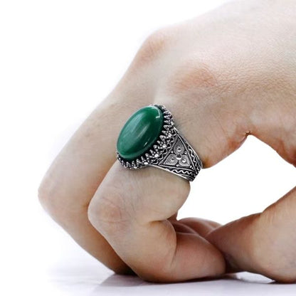 Herrenringe-aus-naturlichem-grunem-Achat
