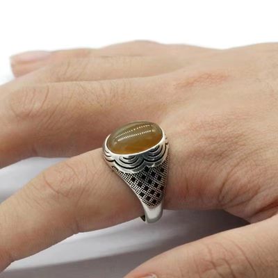 Herrenring mit natürlichem Achatstein Ringsilber