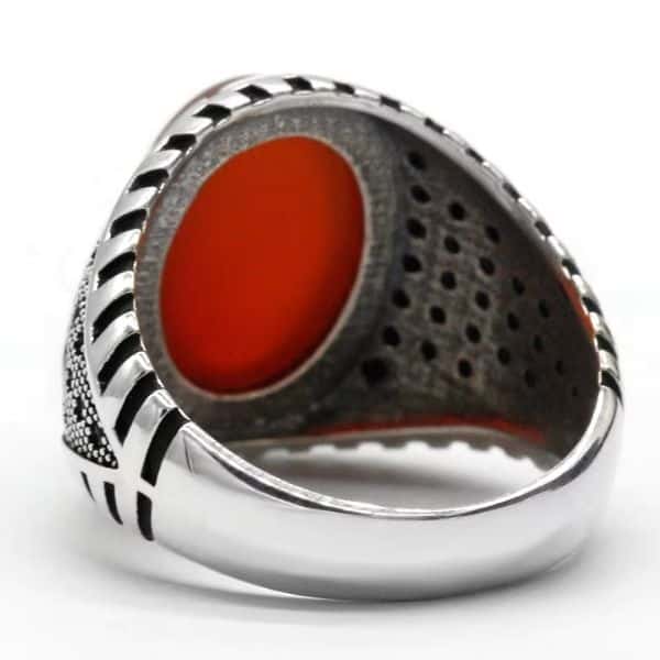 Herrenring aus rotem Achat Ringsilber
