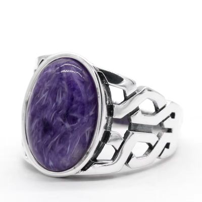 Herrenring aus Silber mit natürlichem Carotin stein Ringsilber