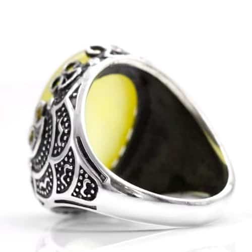 Herrenring aus gelbem Achat Ringsilber