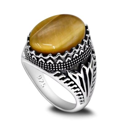 Herrenring mit Tigerauge Ringsilber